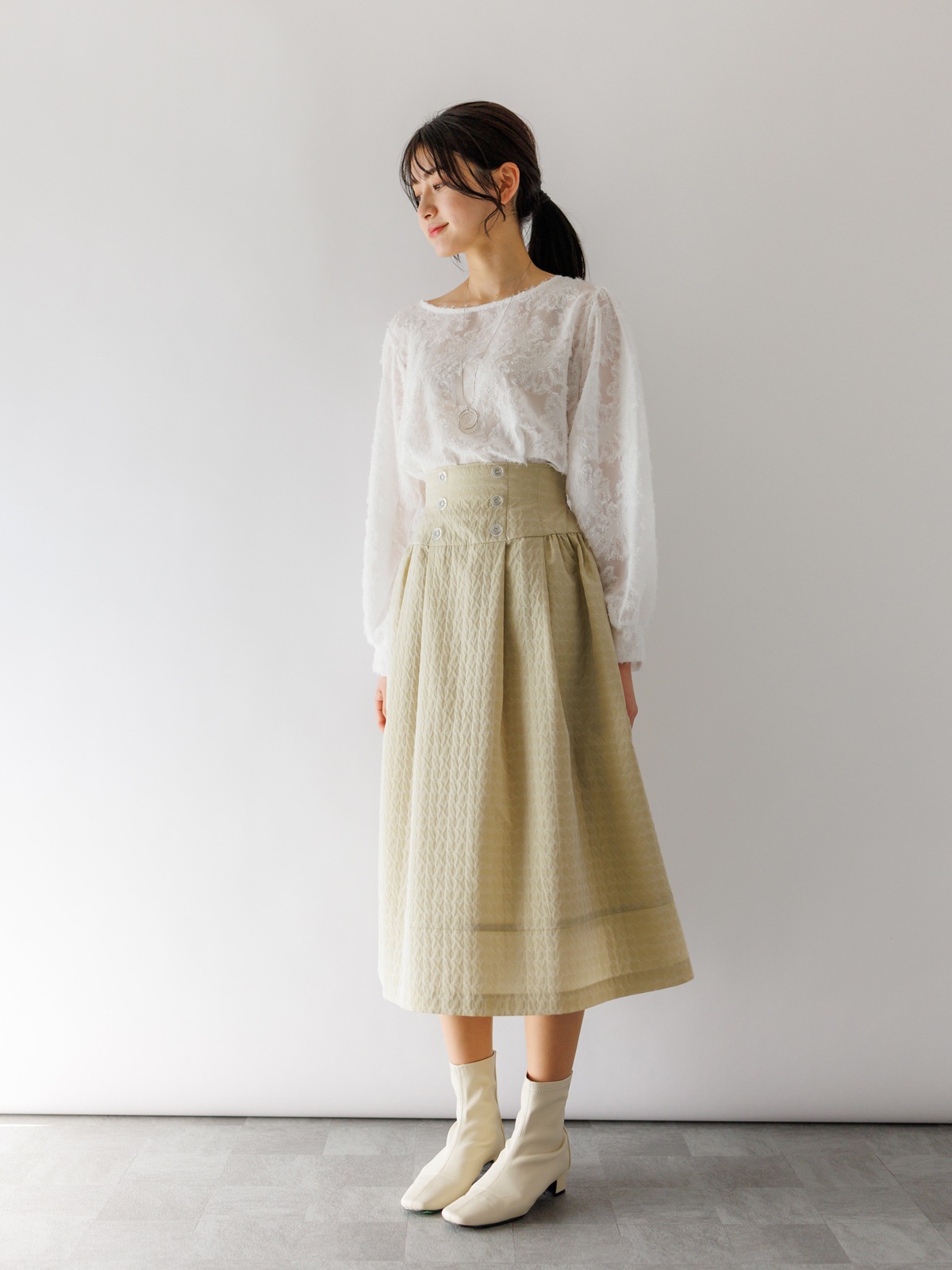 pium コットンフリルボリュームタックスカート コットンフリルボリュームタックスカート – pium
