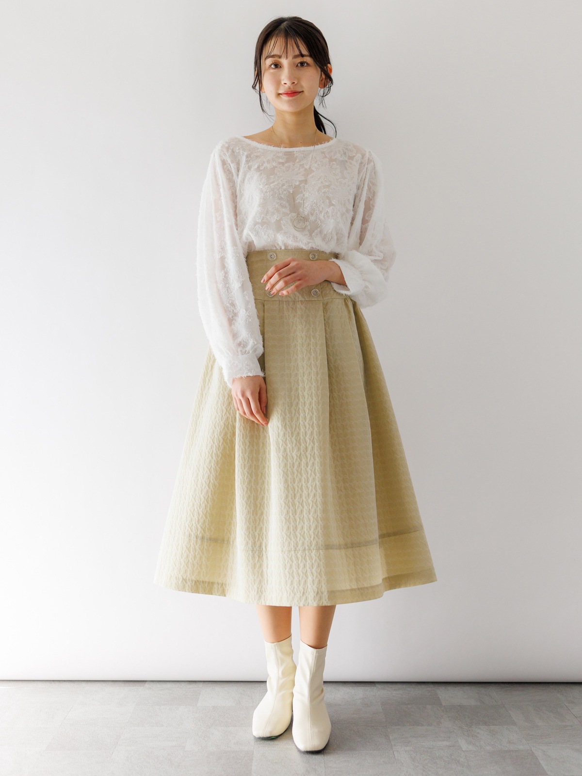 キルト風ボリュームタックスカート