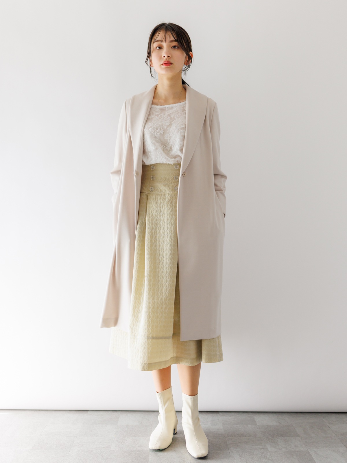 キルト風ボリュームタックスカート