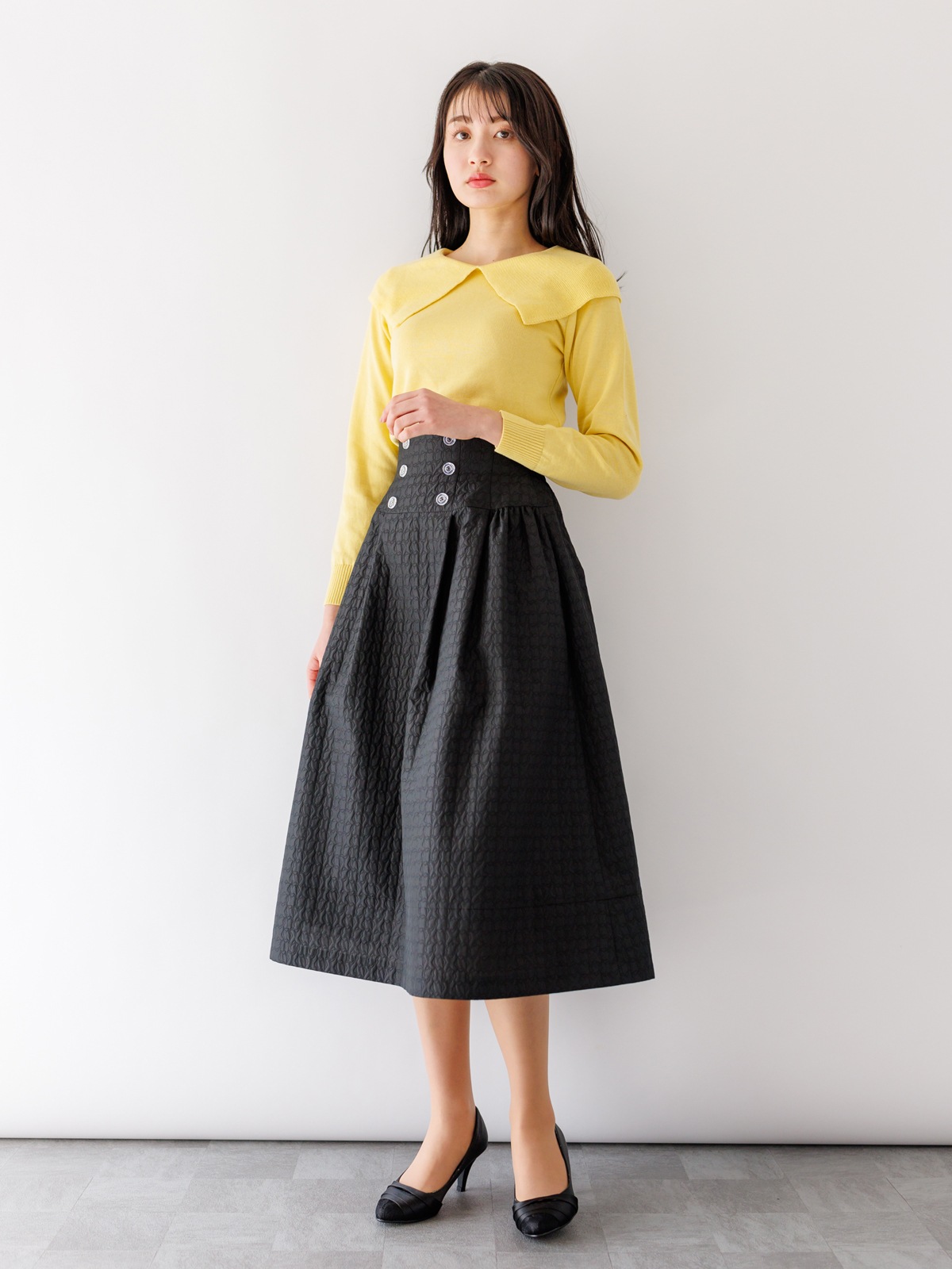 キルト風ボリュームタックスカート