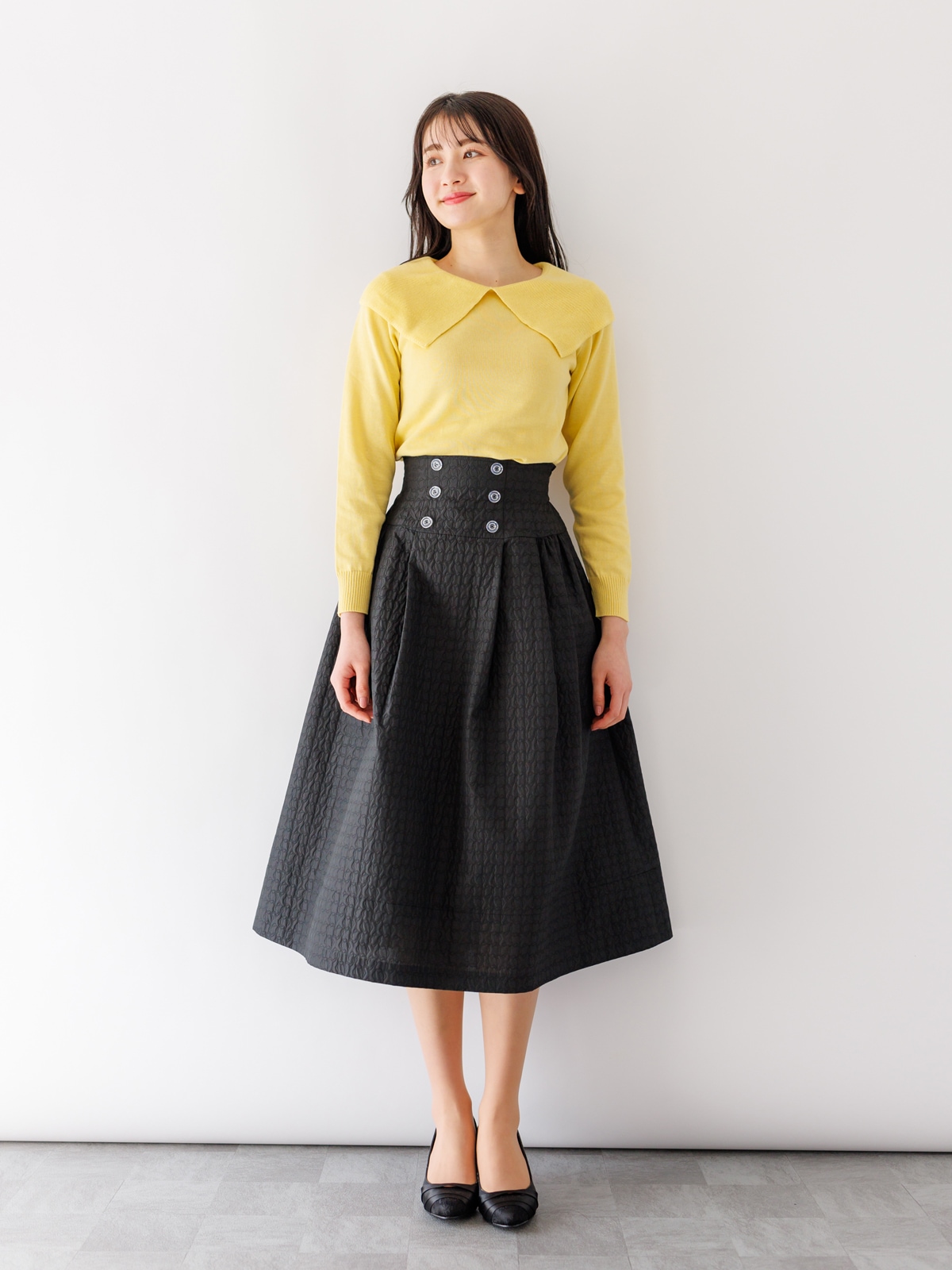 キルト風ボリュームタックスカート