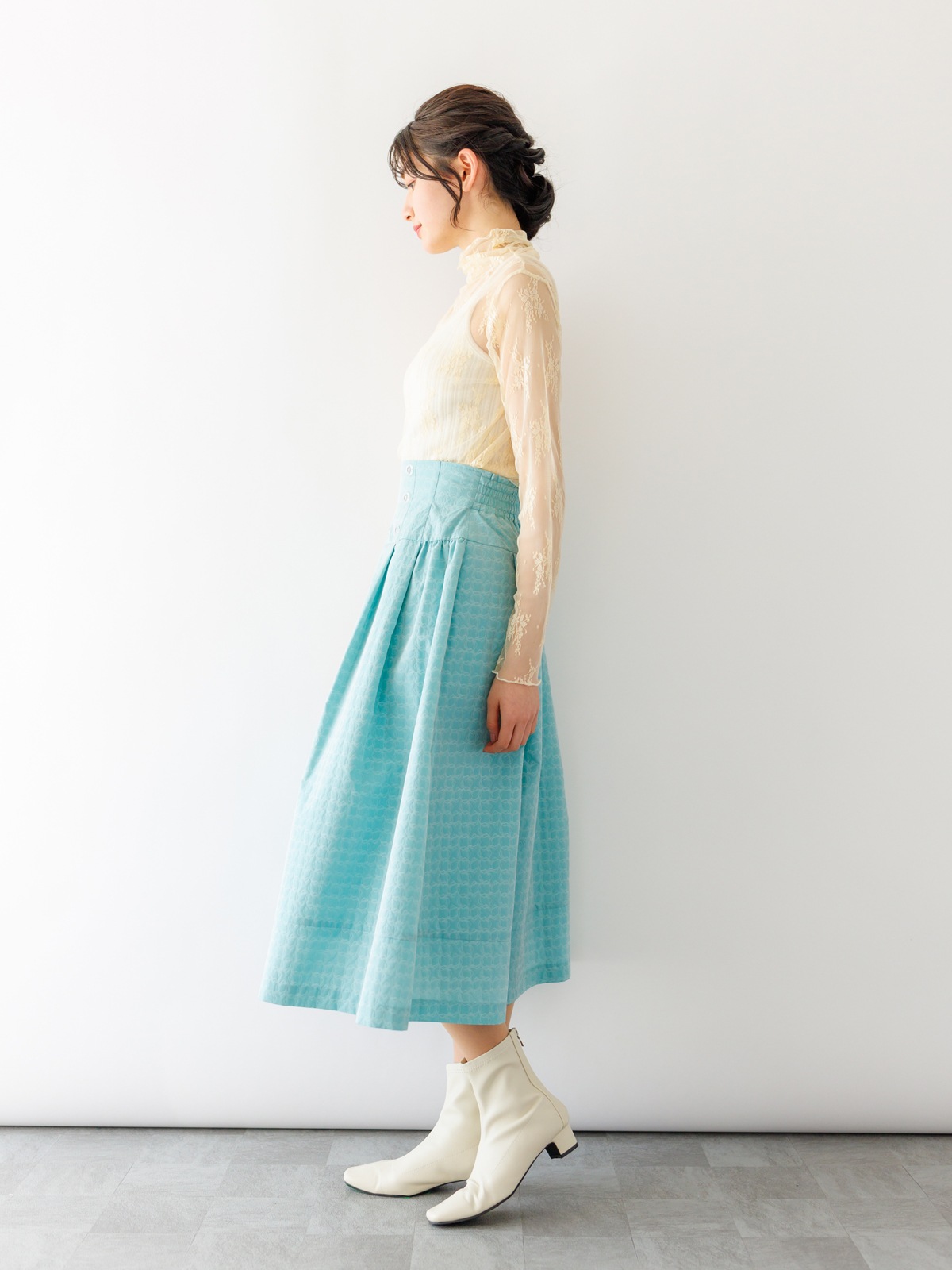 キルト風ボリュームタックスカート