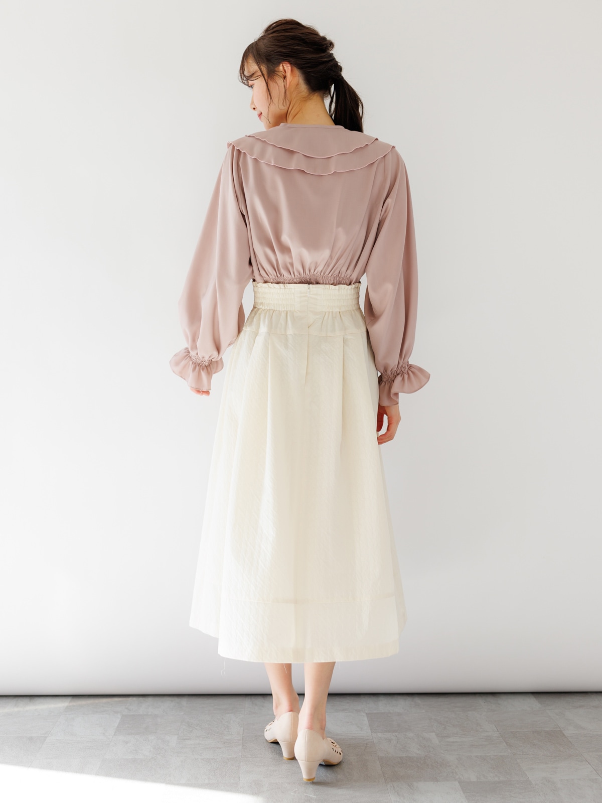 キルト風ボリュームタックスカート