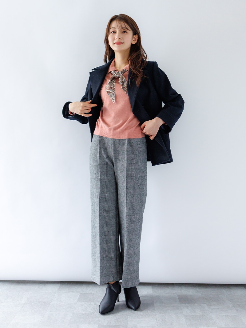 両面起毛格子太身パンツ