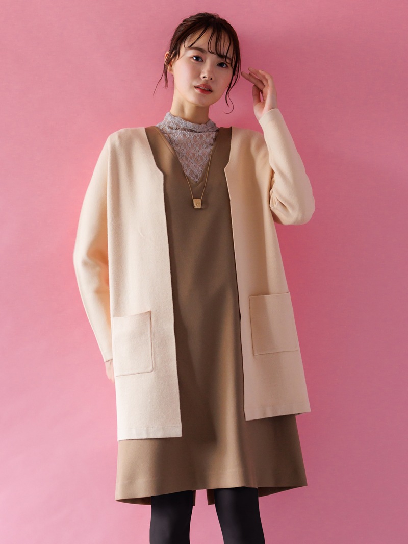 【50%OFF】ジャガードVネック ロングハオリ