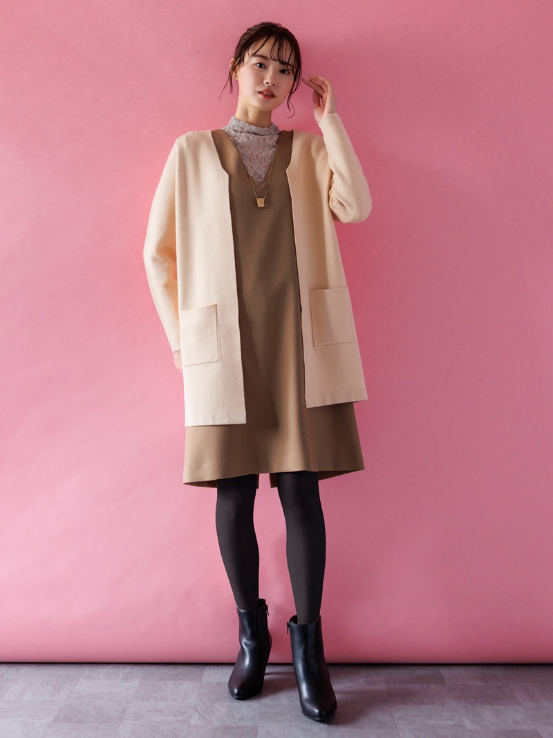 【50%OFF】ジャガードVネック ロングハオリ