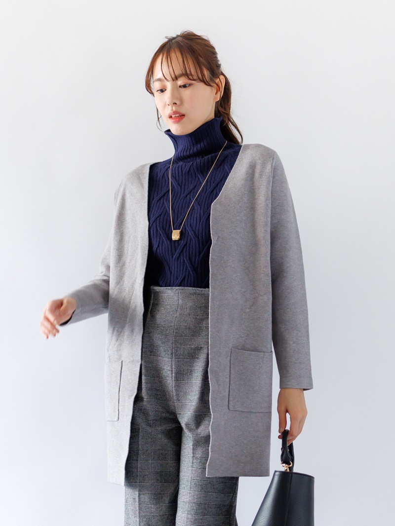 【50%OFF】ジャガードVネック ロングハオリ