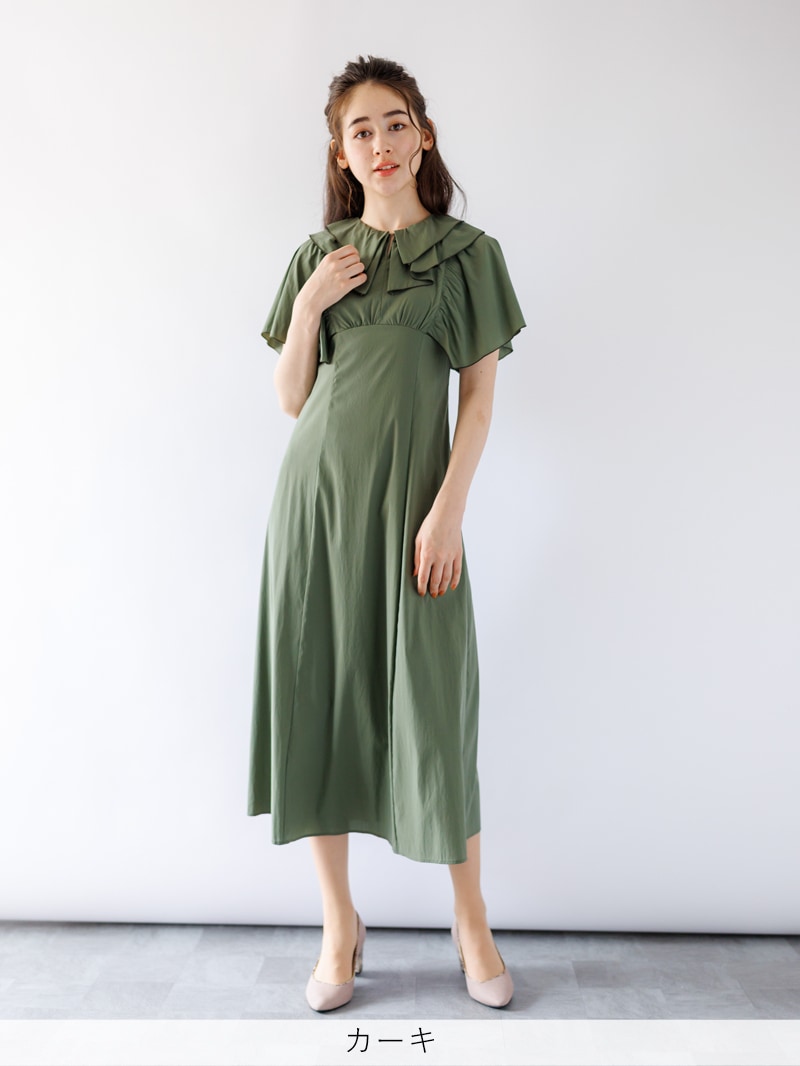 フリル衿ハンカチスリーブワンピース|KarLParkLane Style ONLINE SHOP フリル衿ハンカチスリーブワンピース|KarLParkLane Style ONLINE SHOP