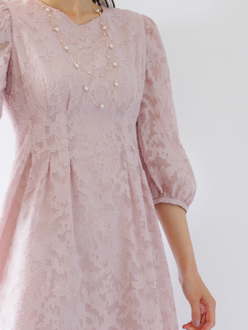 カットジャガードウエストタックワンピース