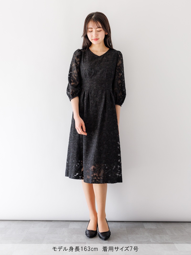 カットジャガードウエストタックワンピース