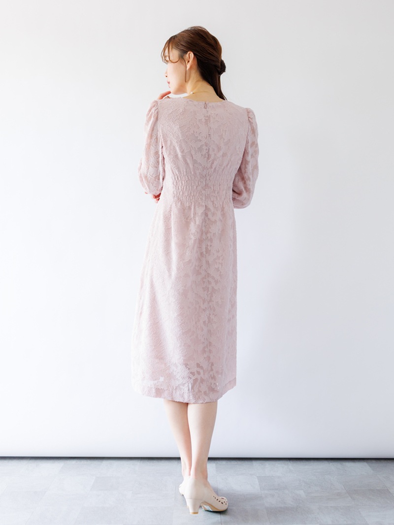 カットジャガードウエストタックワンピース