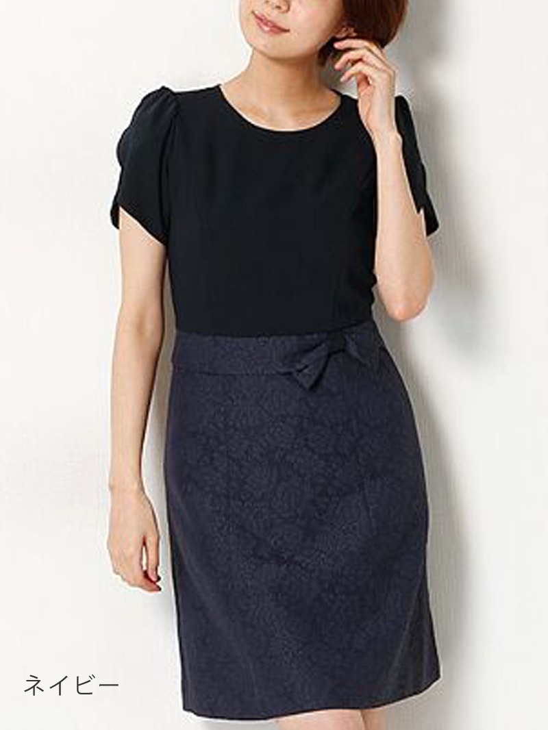 【50%OFF】ジョーゼット×ジャガードドッキングOP