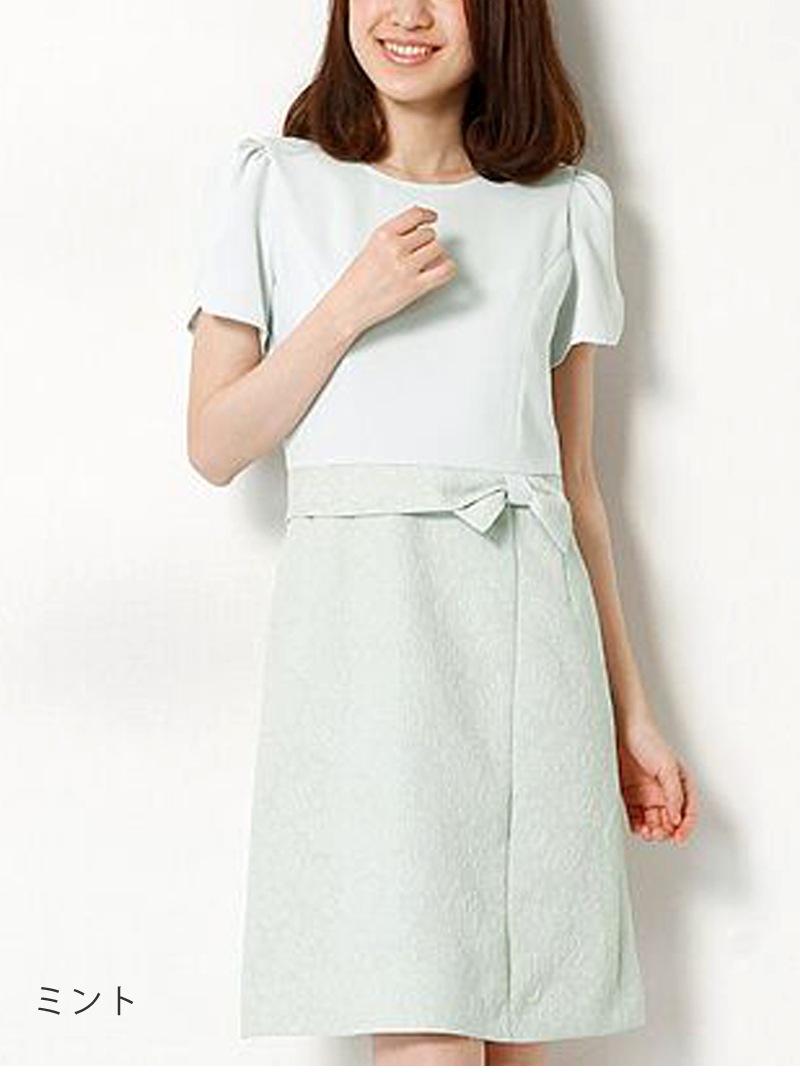 【50%OFF】ジョーゼット×ジャガードドッキングOP