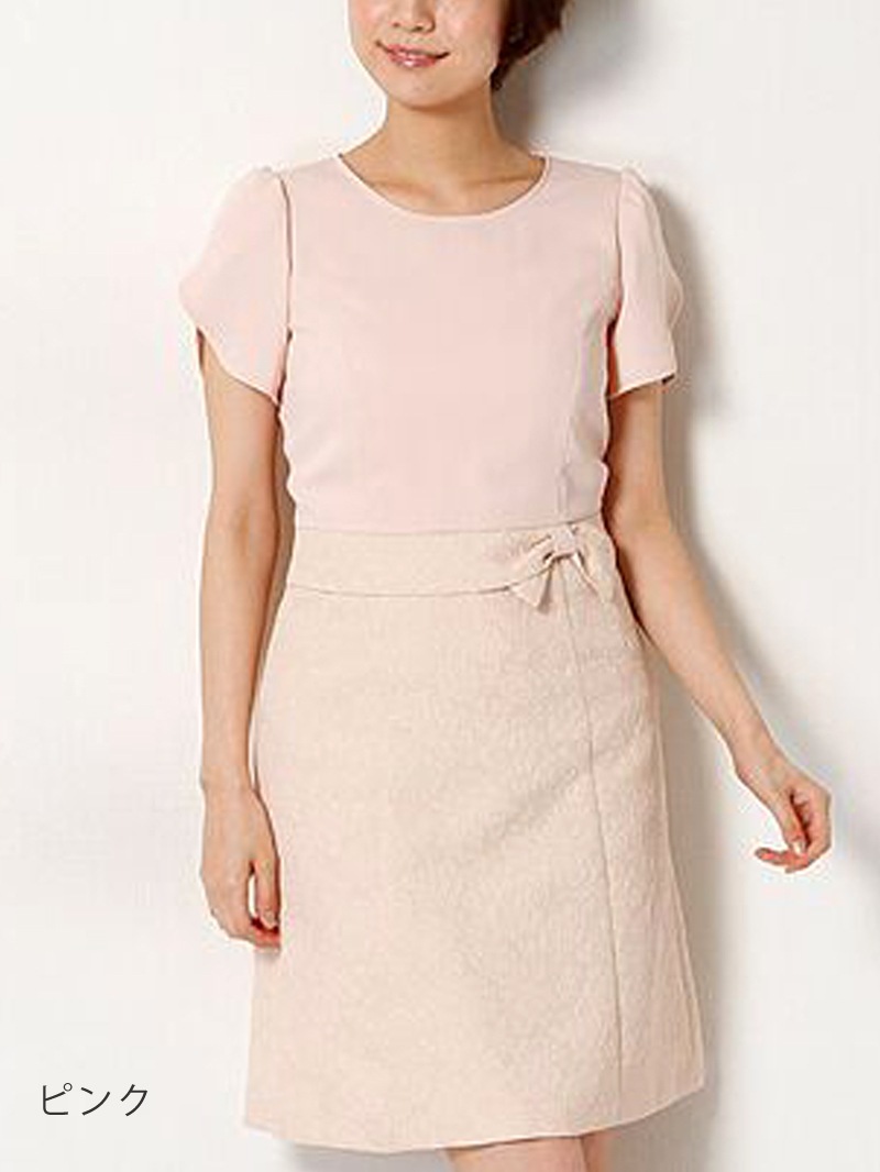 【50%OFF】ジョーゼット×ジャガードドッキングOP