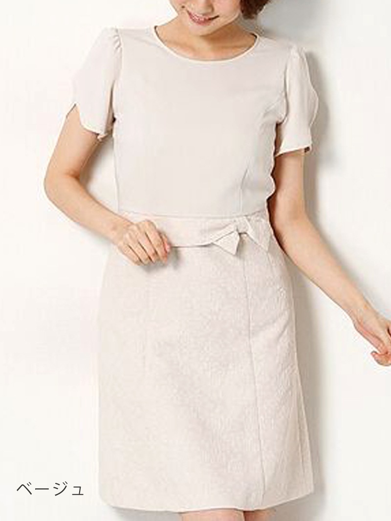 【50%OFF】ジョーゼット×ジャガードドッキングOP