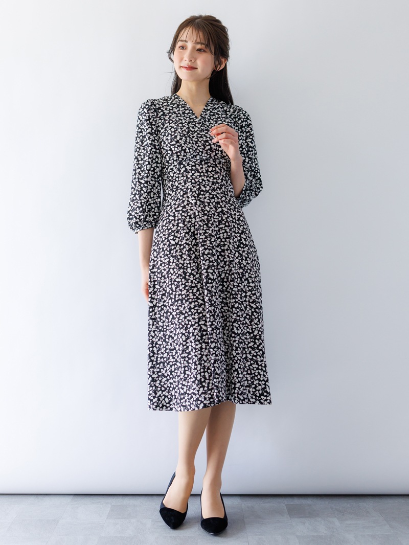【70%OFF】プリント カシュクールワンピース［キレイめ］《大決算SALE》