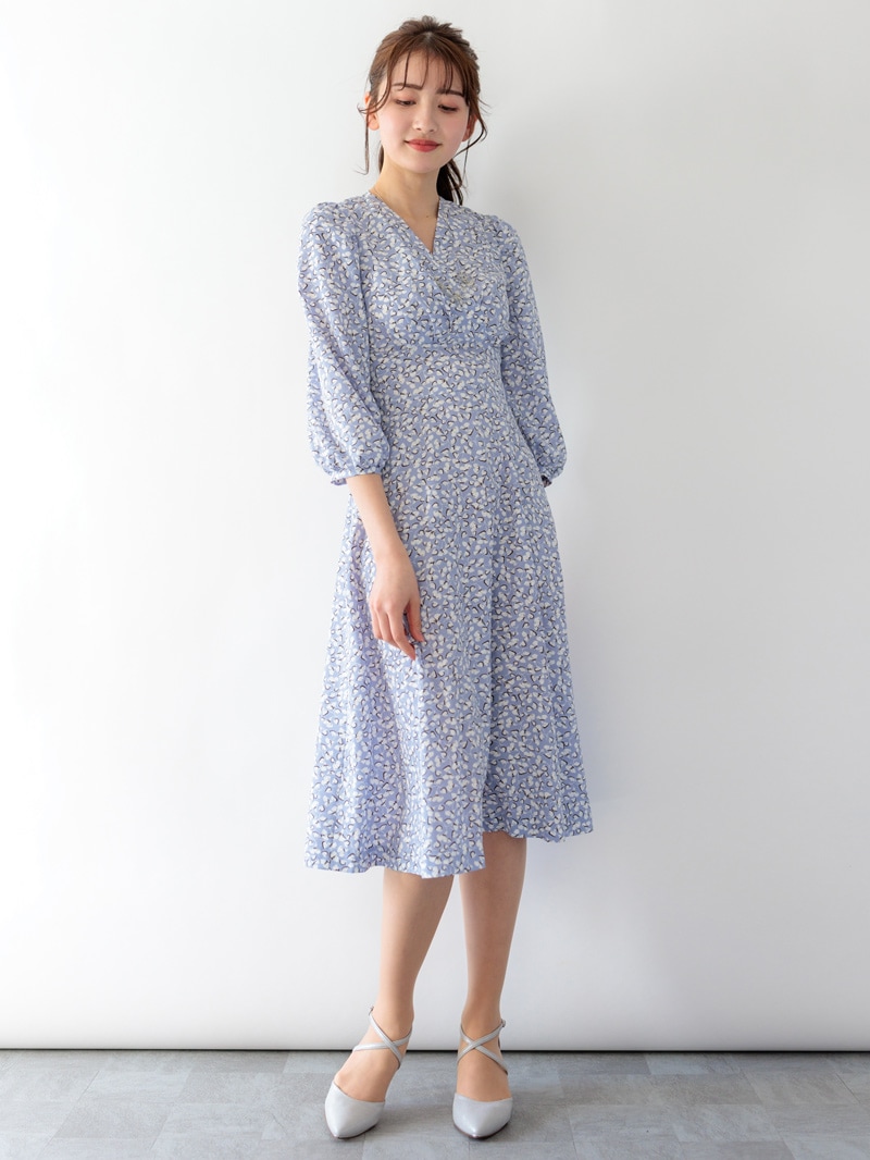 【70%OFF】プリント カシュクールワンピース［キレイめ］《大決算SALE》