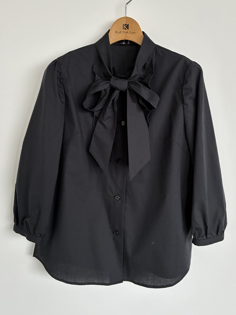 【30％OFF】ローンリボン付シャツブラウス