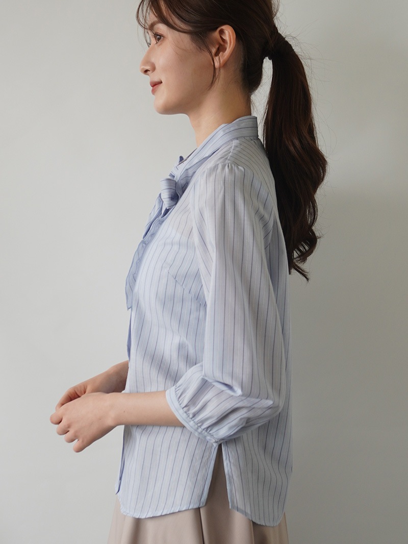 【30％OFF】ローンリボン付シャツブラウス