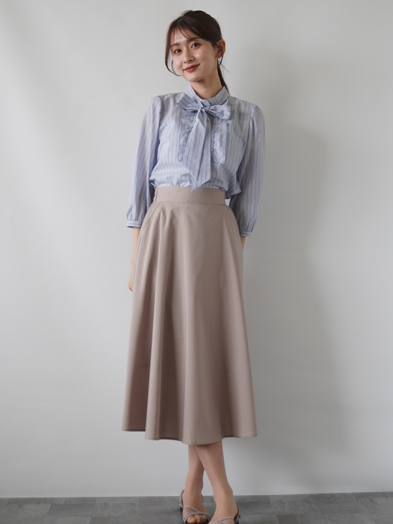 【30％OFF】ローンリボン付シャツブラウス