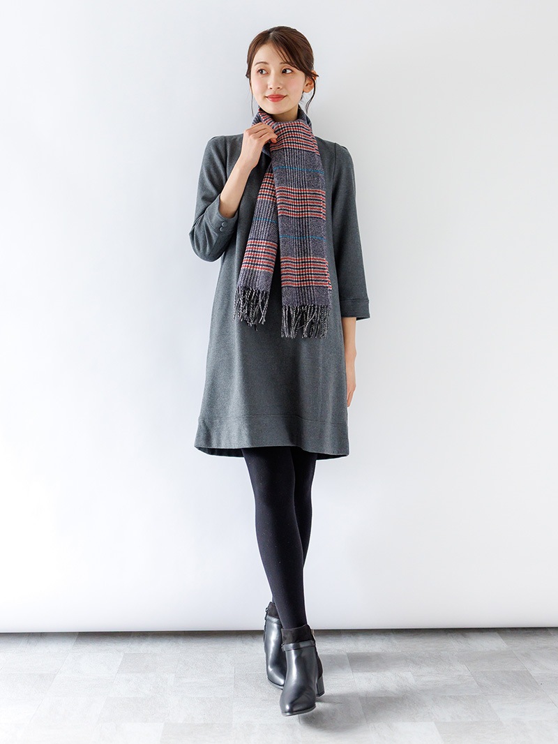 【50%OFF】T/R両面起毛 Ａラインワンピース