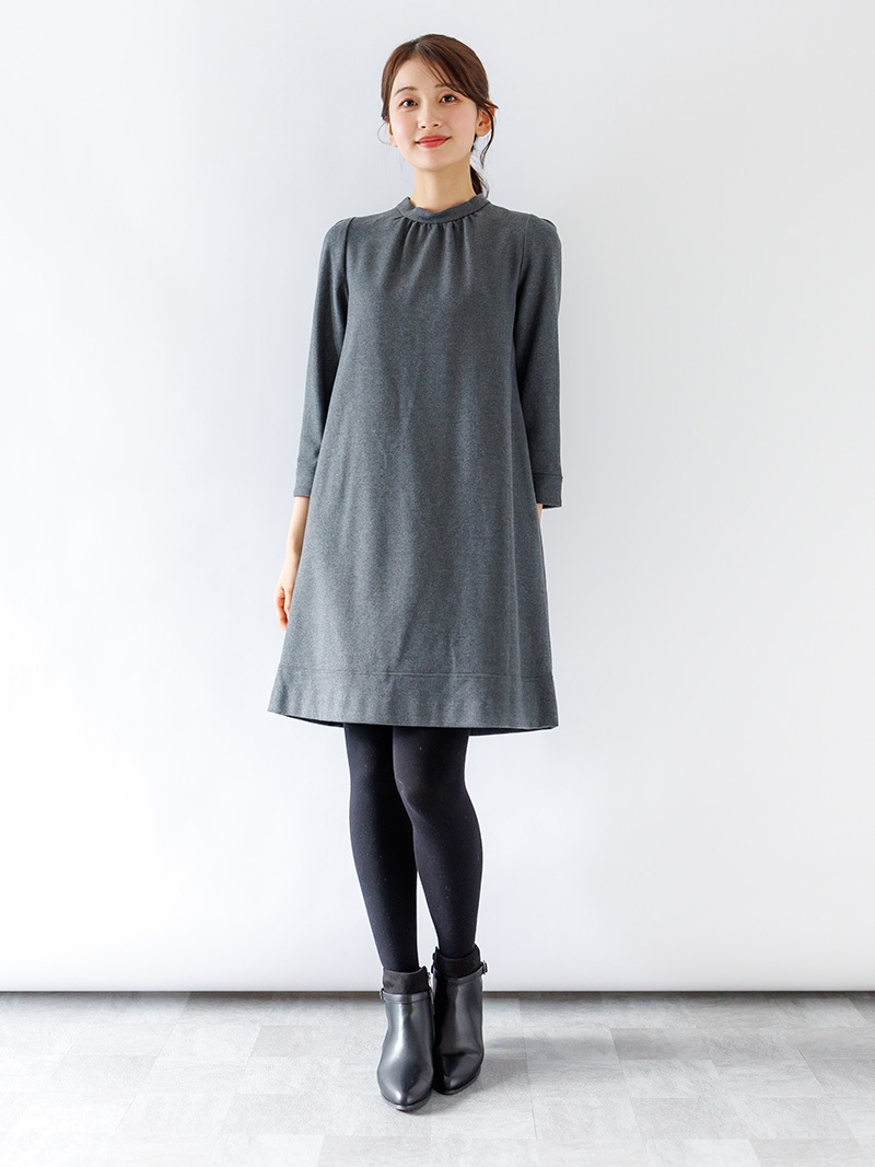 【50%OFF】T/R両面起毛 Ａラインワンピース