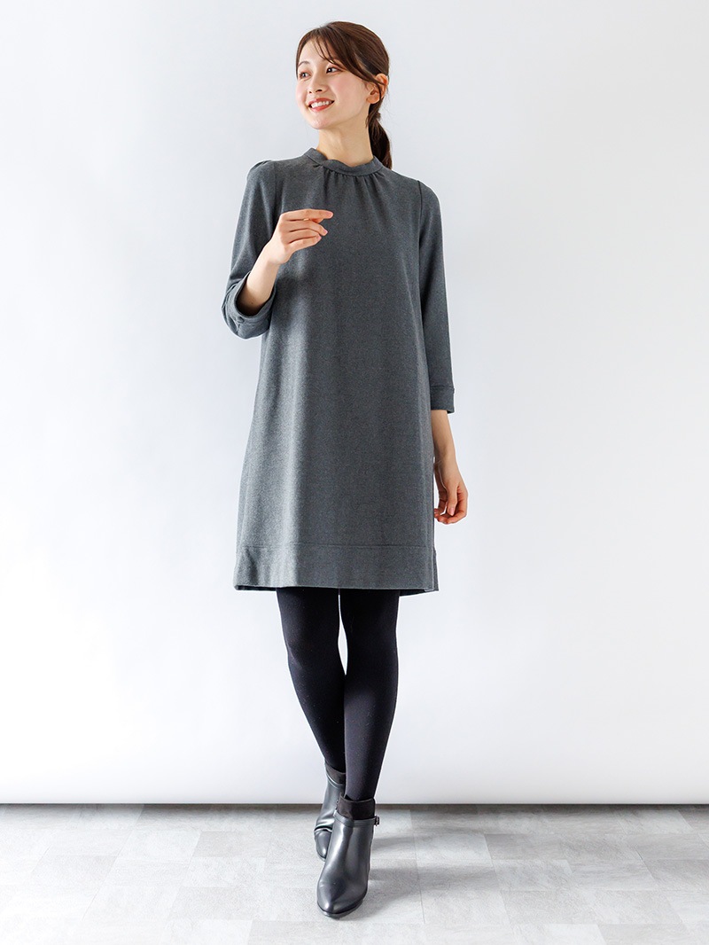 【50%OFF】T/R両面起毛 Ａラインワンピース