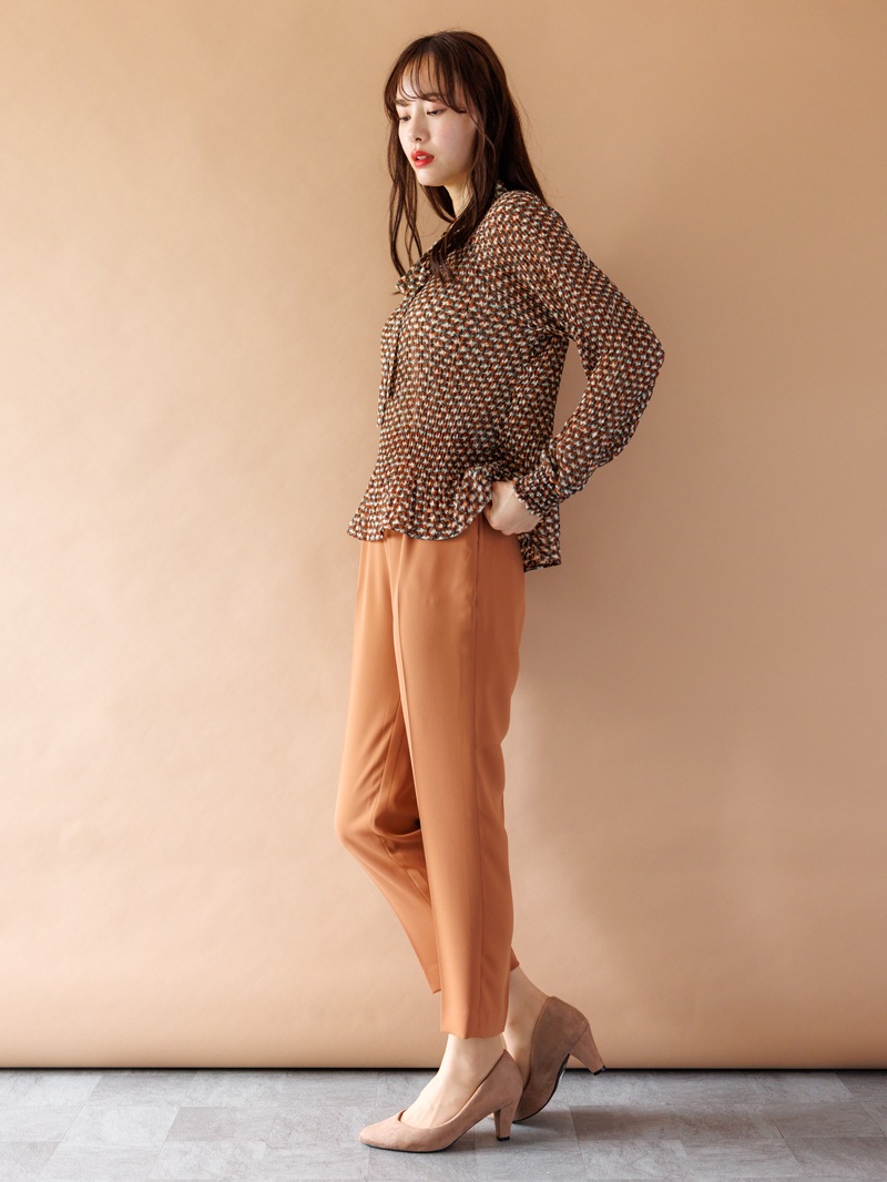 プリントプリーツボウタイブラウス＜アウトレット均一価格＞