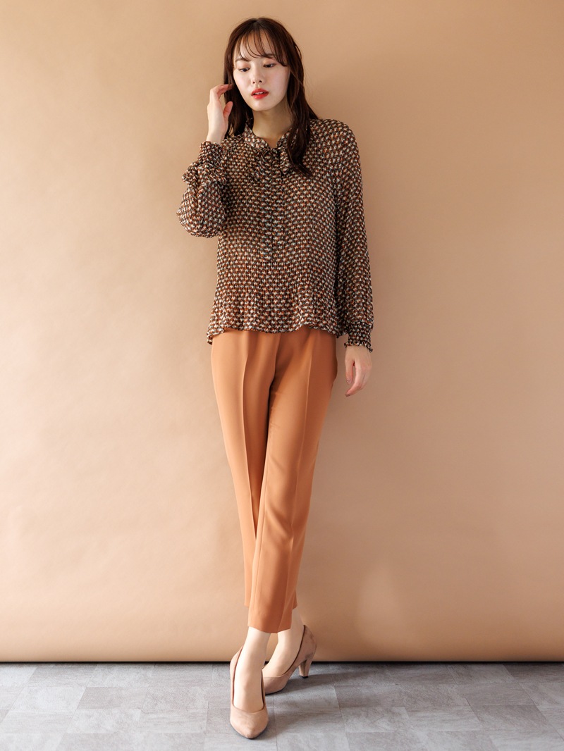 プリントプリーツボウタイブラウス＜アウトレット均一価格＞