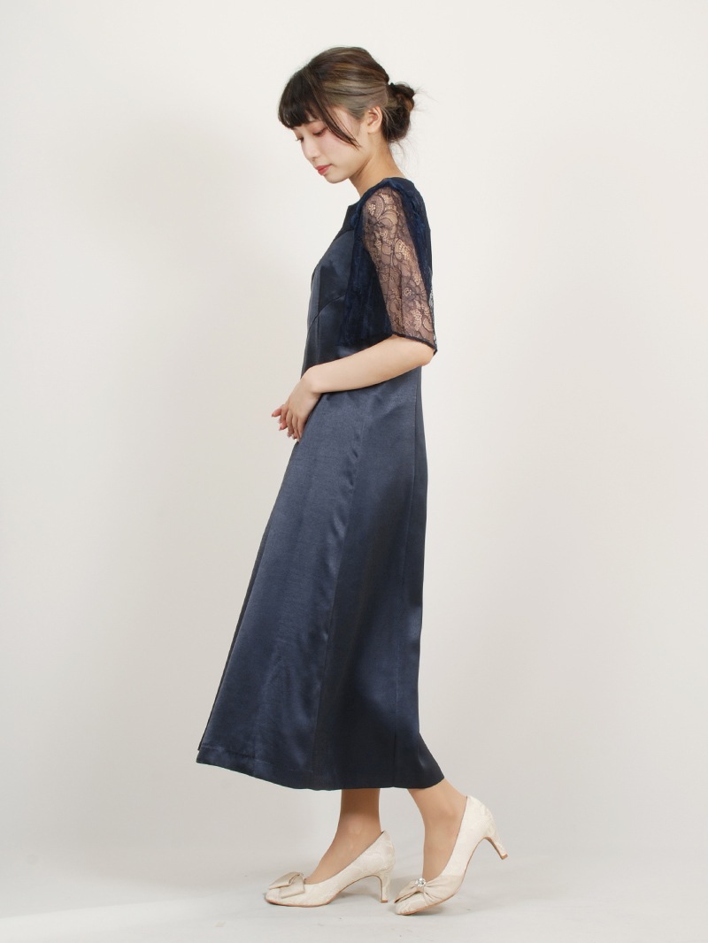 フレアー袖グロッシーサテンワンピース｜KarLParkLane Style