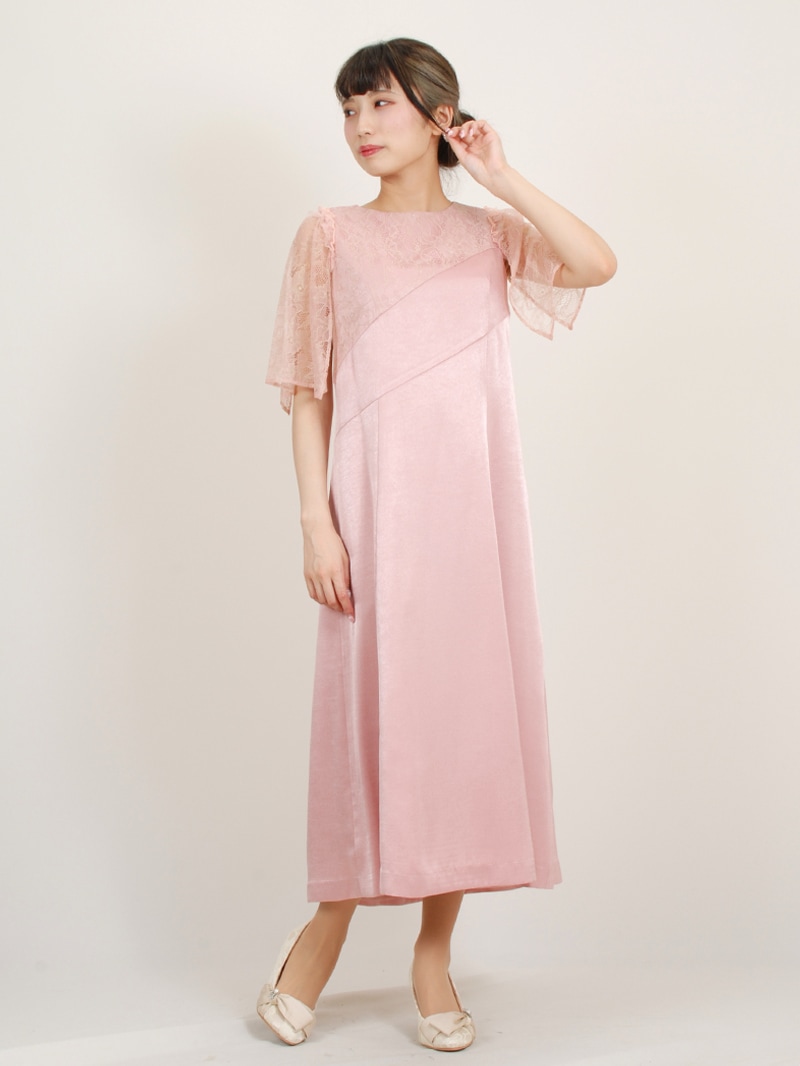 フレアー袖グロッシーサテンワンピース｜KarLParkLane Style