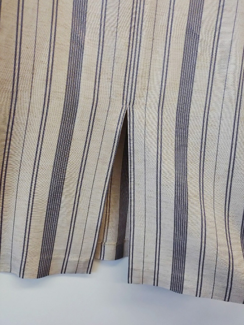 ストライプフレンチスリーブストレートワンピース