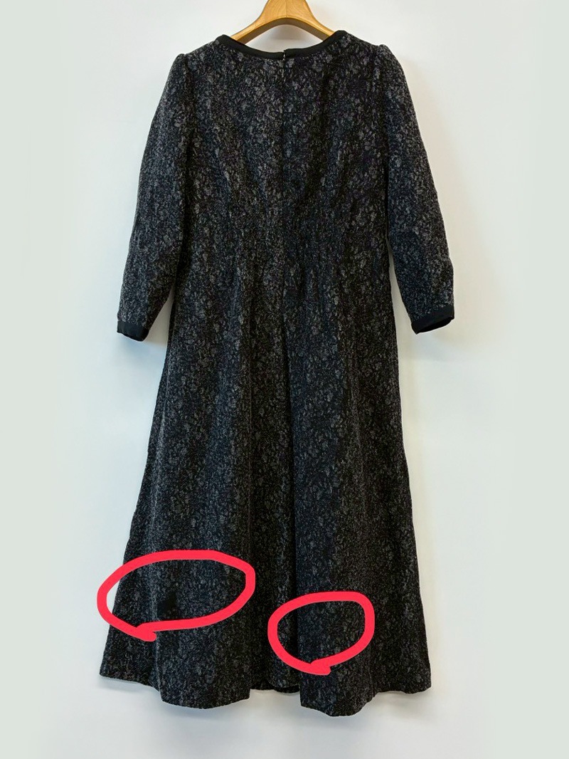 訳あり】ニット×レース タックワンピース(616007/ブラック/9号)①