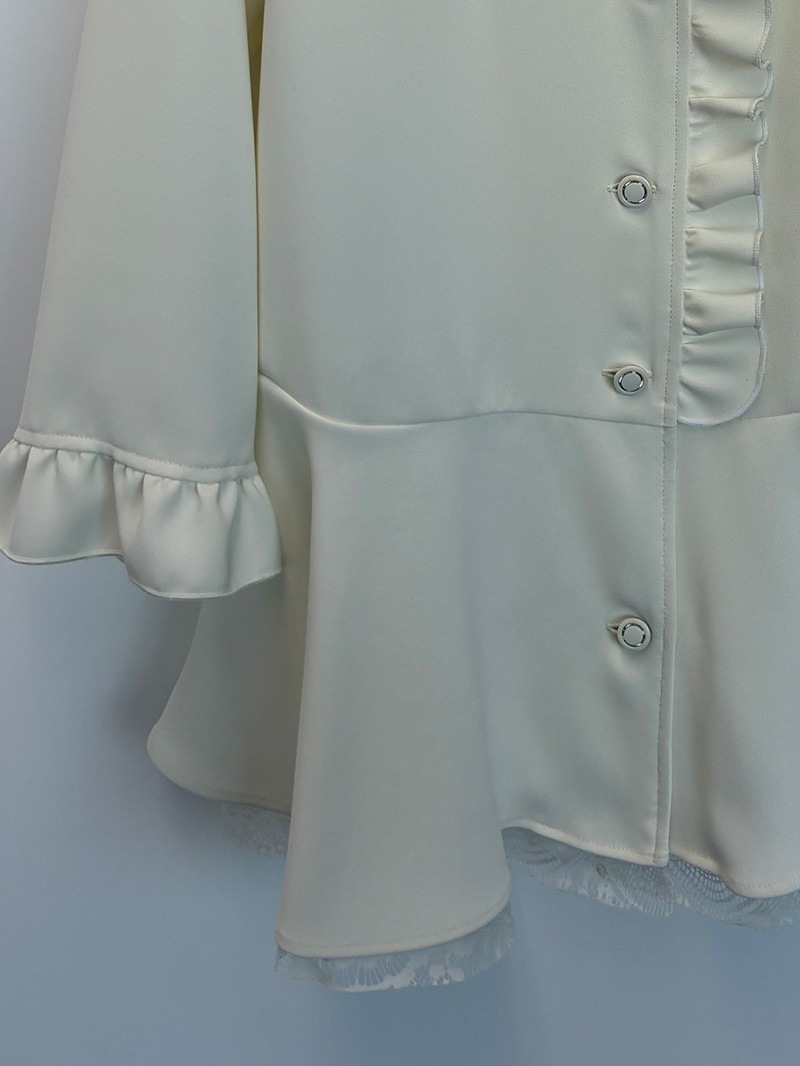 【20％OFF】カテーテルダブルクロスレース重ねブラウス