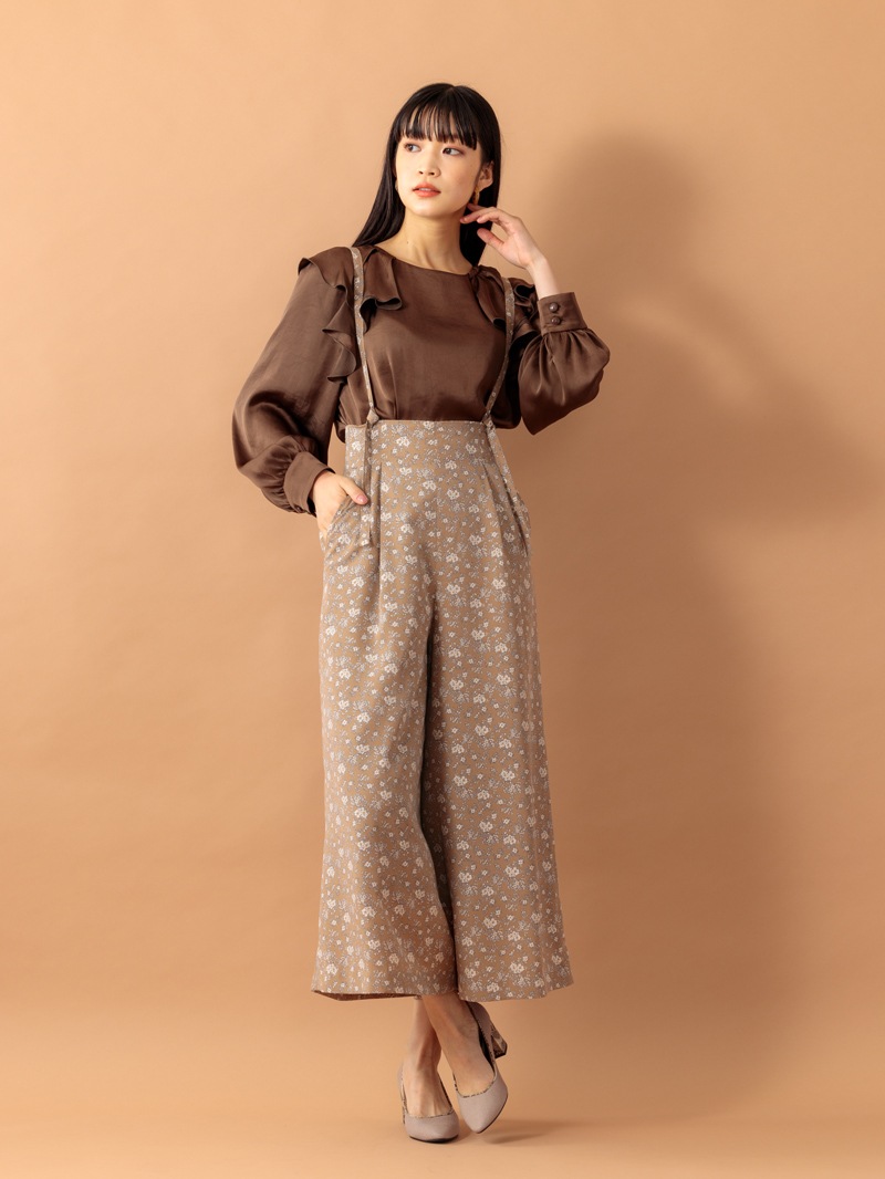 ヴィンテージサテンラッフルブラウス＜アウトレット均一価格＞