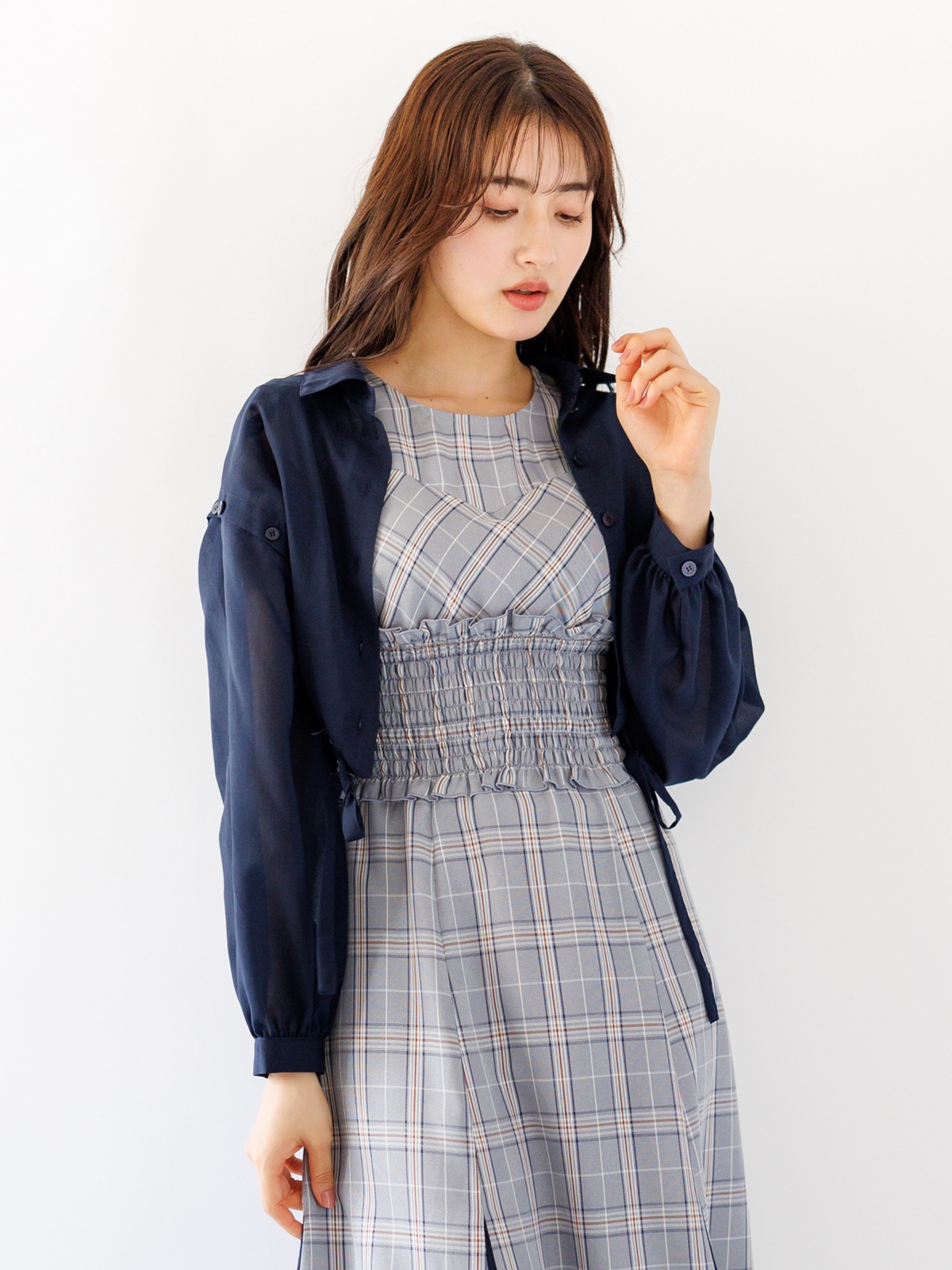 【FINAL OUTLET】オーガンジー袖取外しシャツ