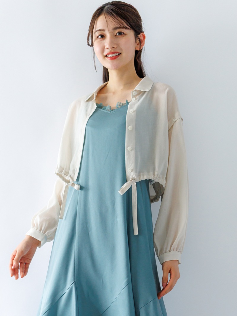 【FINAL OUTLET】オーガンジー袖取外しシャツ