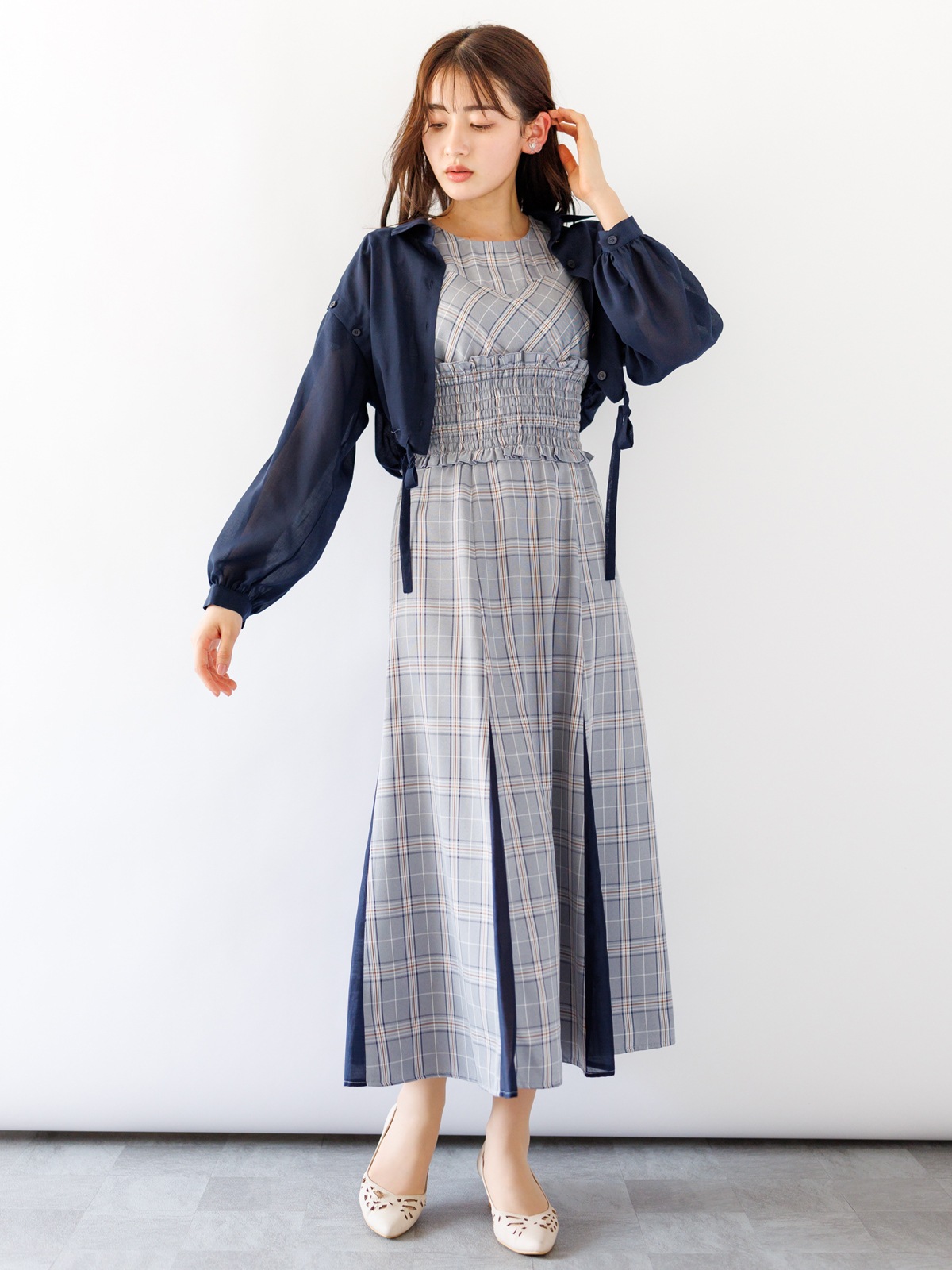 【FINAL OUTLET】オーガンジー袖取外しシャツ