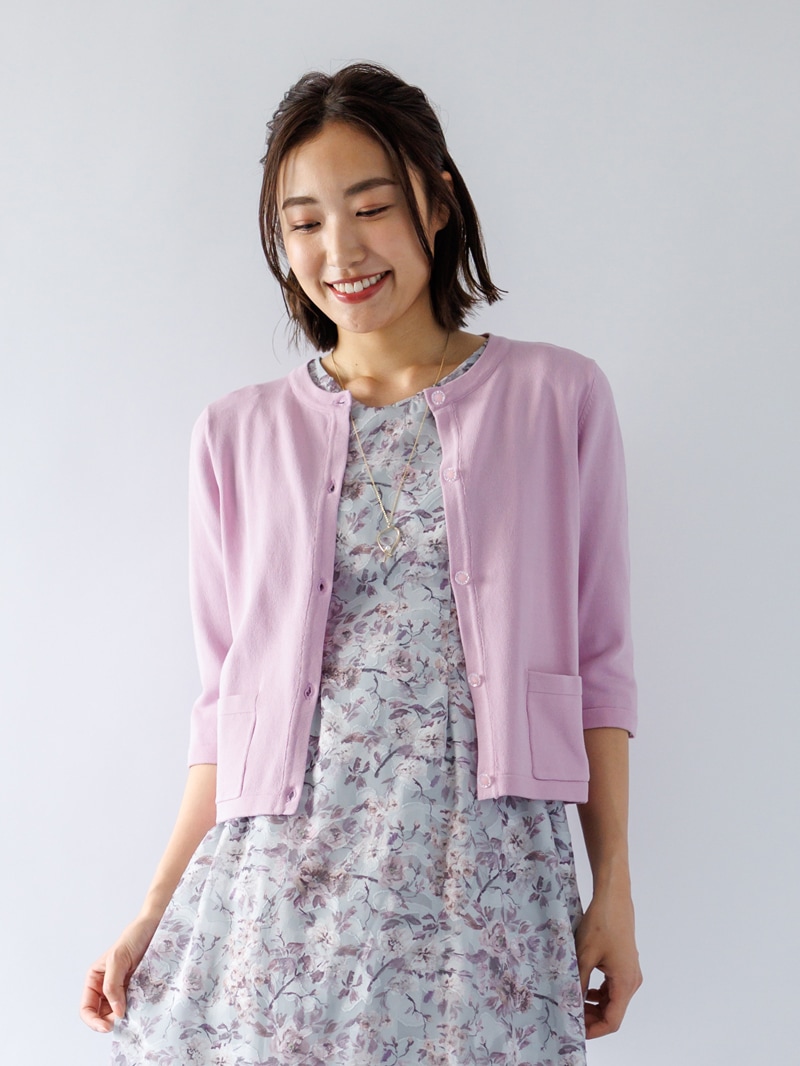 【SUMMER SALE】丸首ジャケット風カーディガン