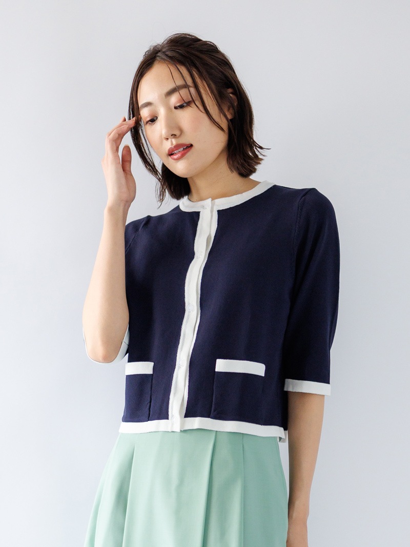 【SUMMER SALE】丸首ジャケット風カーディガン