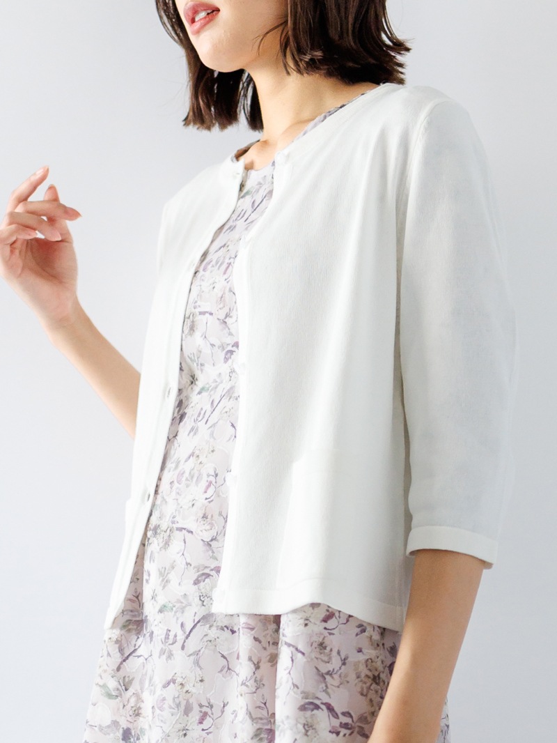 【SUMMER SALE】丸首ジャケット風カーディガン