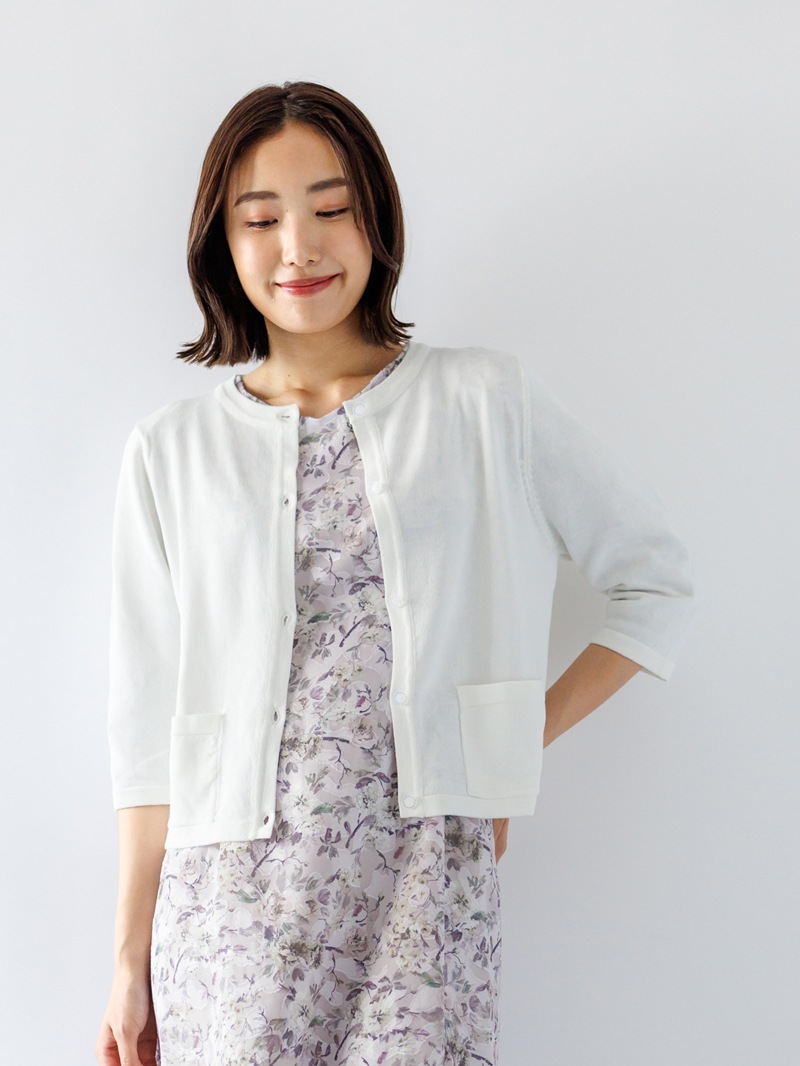 【SUMMER SALE】丸首ジャケット風カーディガン
