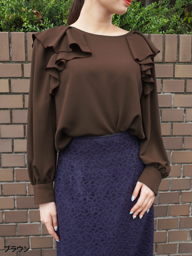 【4,500円均一】ジョーゼットラッフルブラウス