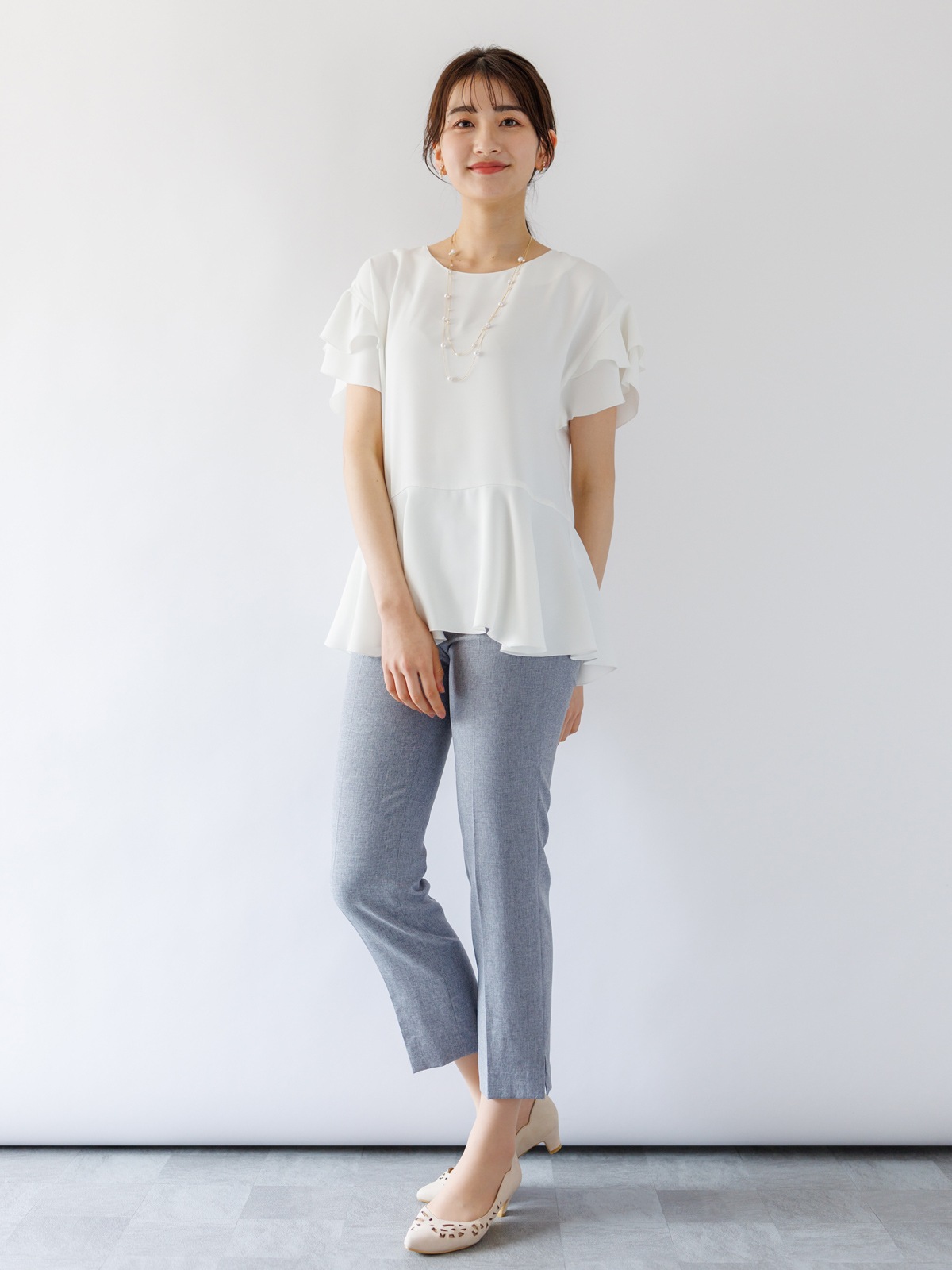 【OUTLET 2500円】ダブルクロスフリル二重袖ブラウス<10本以下>