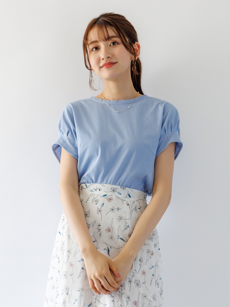 【65%OFF】レース付ドルマンカットソー