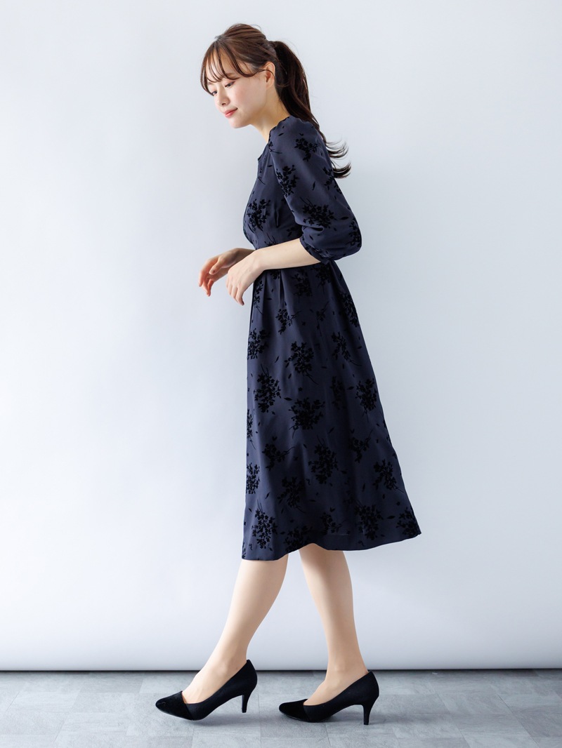 フロッキーウエストタックワンピース