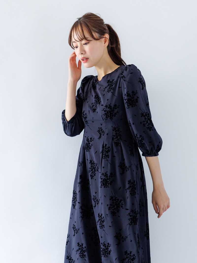 フロッキーウエストタックワンピース