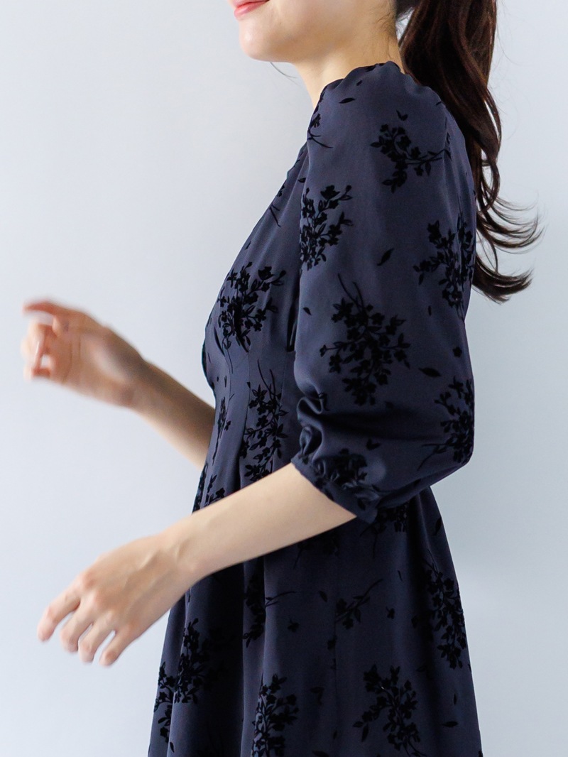 フロッキーウエストタックワンピース