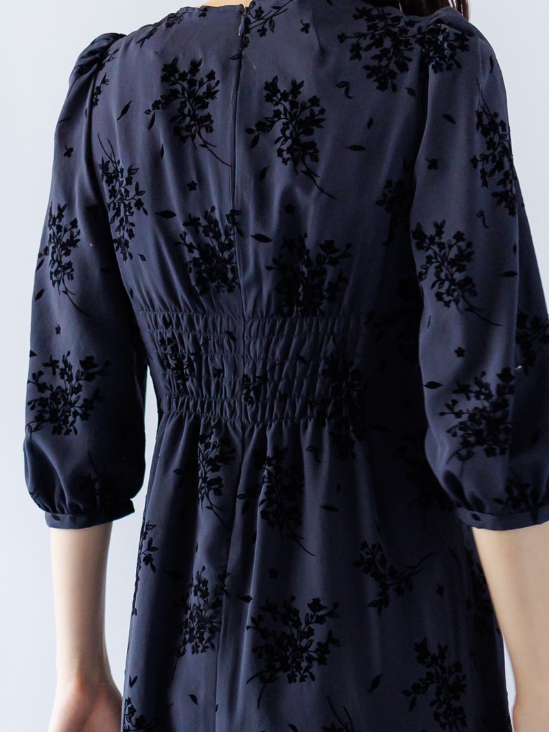 フロッキーウエストタックワンピース