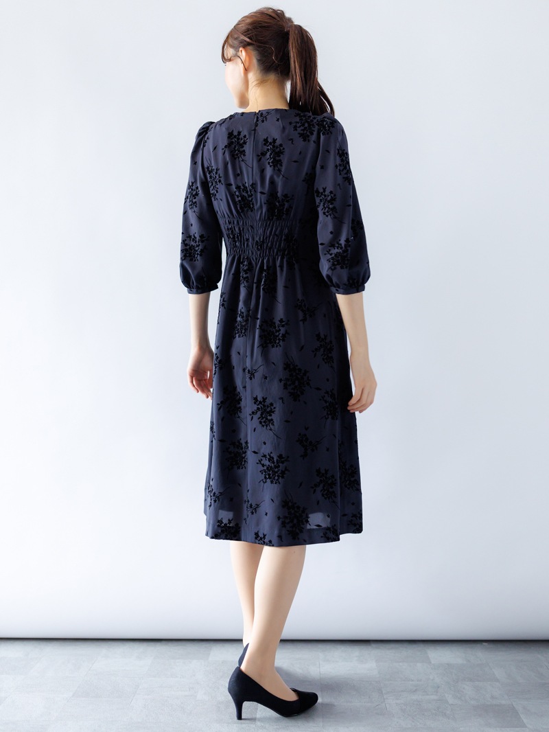 フロッキーウエストタックワンピース